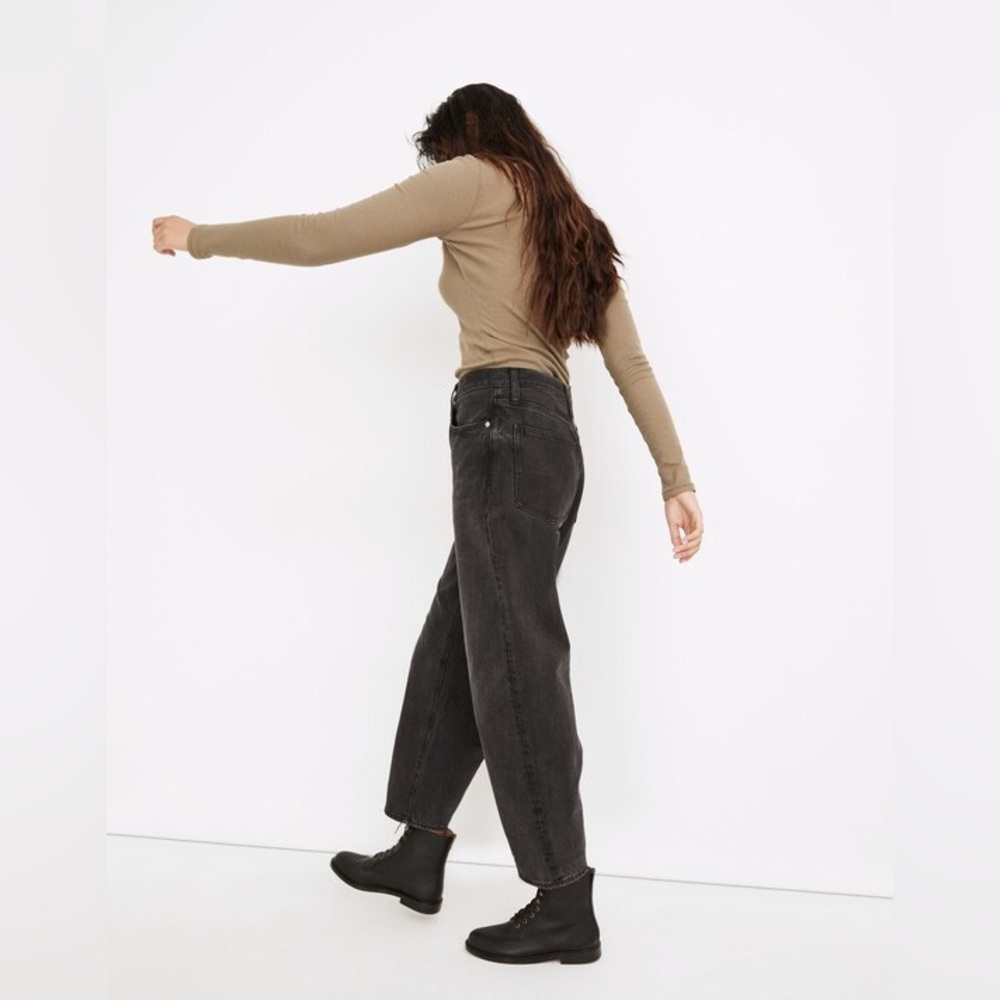 Madewell Tall Balloon Jeans in Noll Wash Black Straight Leg Women's Jeans Sz 27